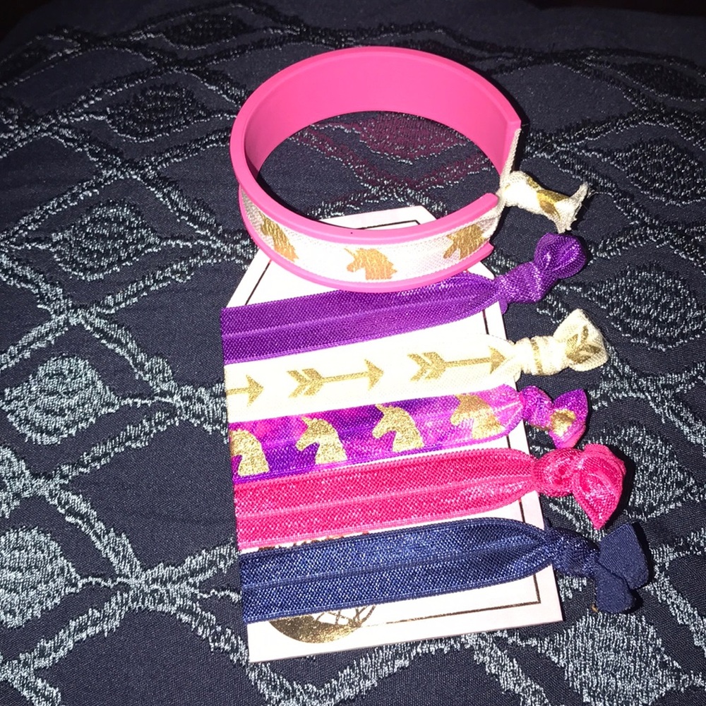 🦄 Unicorn Hair-Tie Bundle with Pink Cuff 🦄